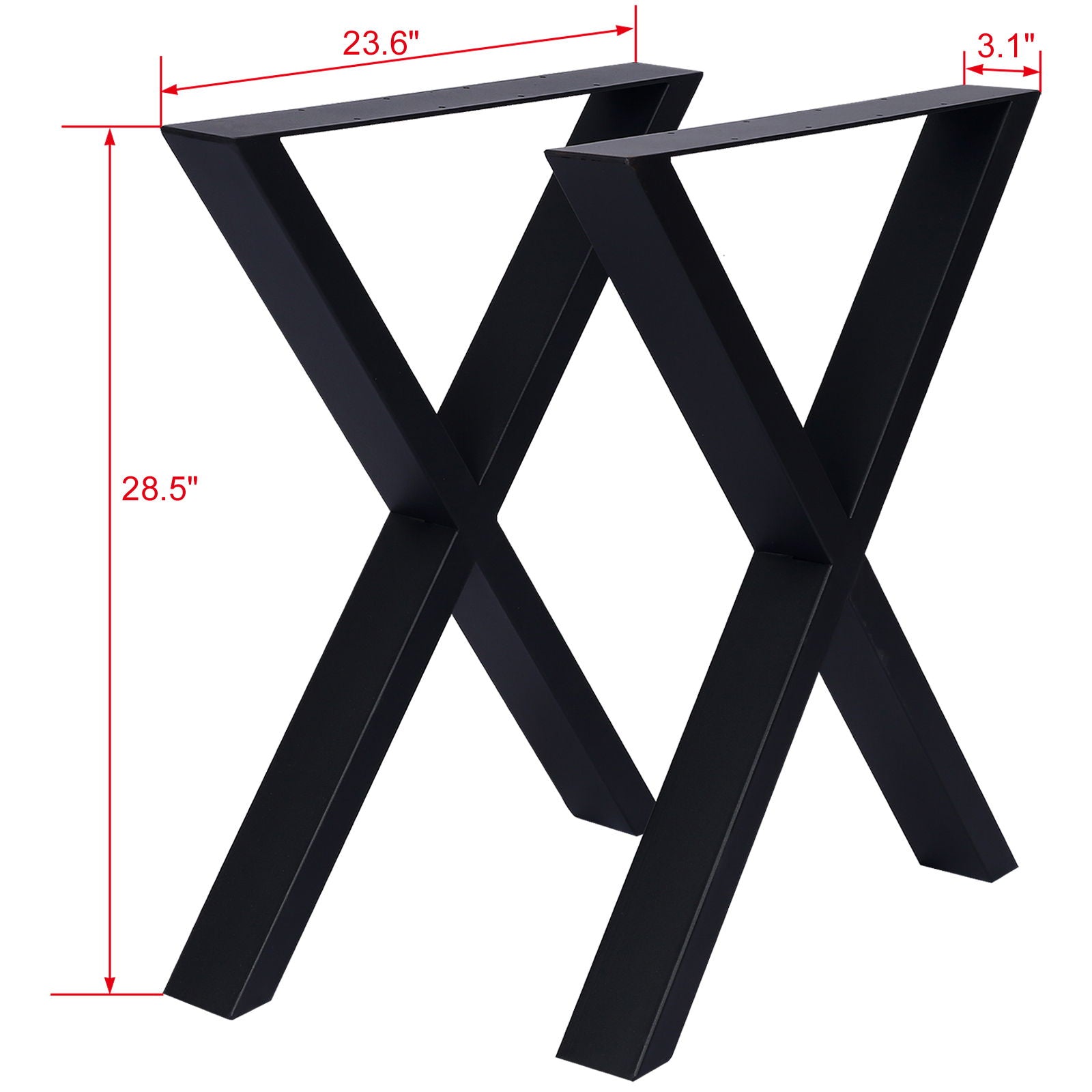 X Table Legs 28X 24&quot;, Wide Metal Table Legs, Heavy Duty Steel Desk Legs Table Leg Dining Table Legs Coffee Desk Leg (Set of 2) - Black