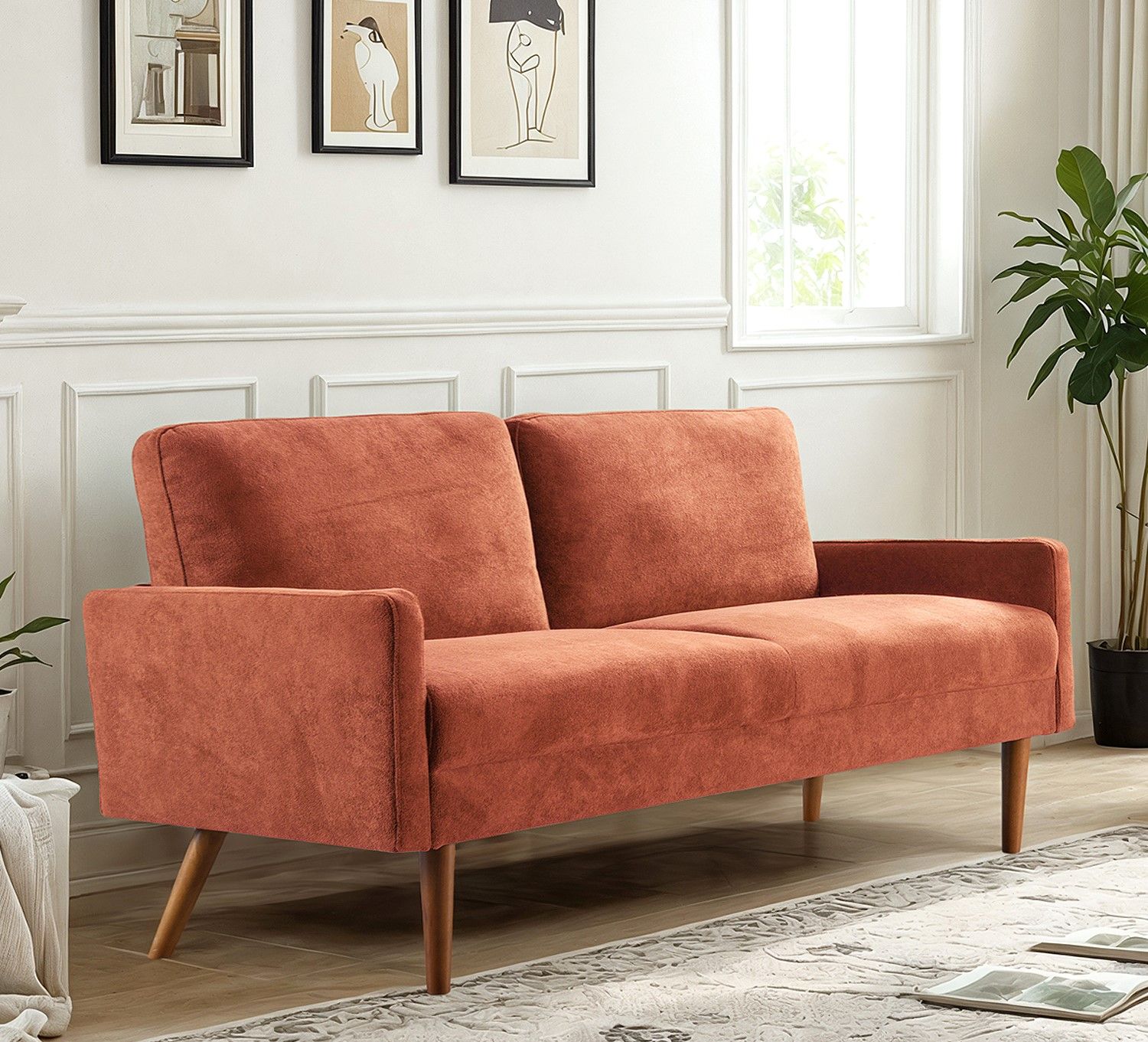 Sofa, European Style With Sleek Design, Modern &amp; Vintage Flair, Upholstered 3 Seater Couch