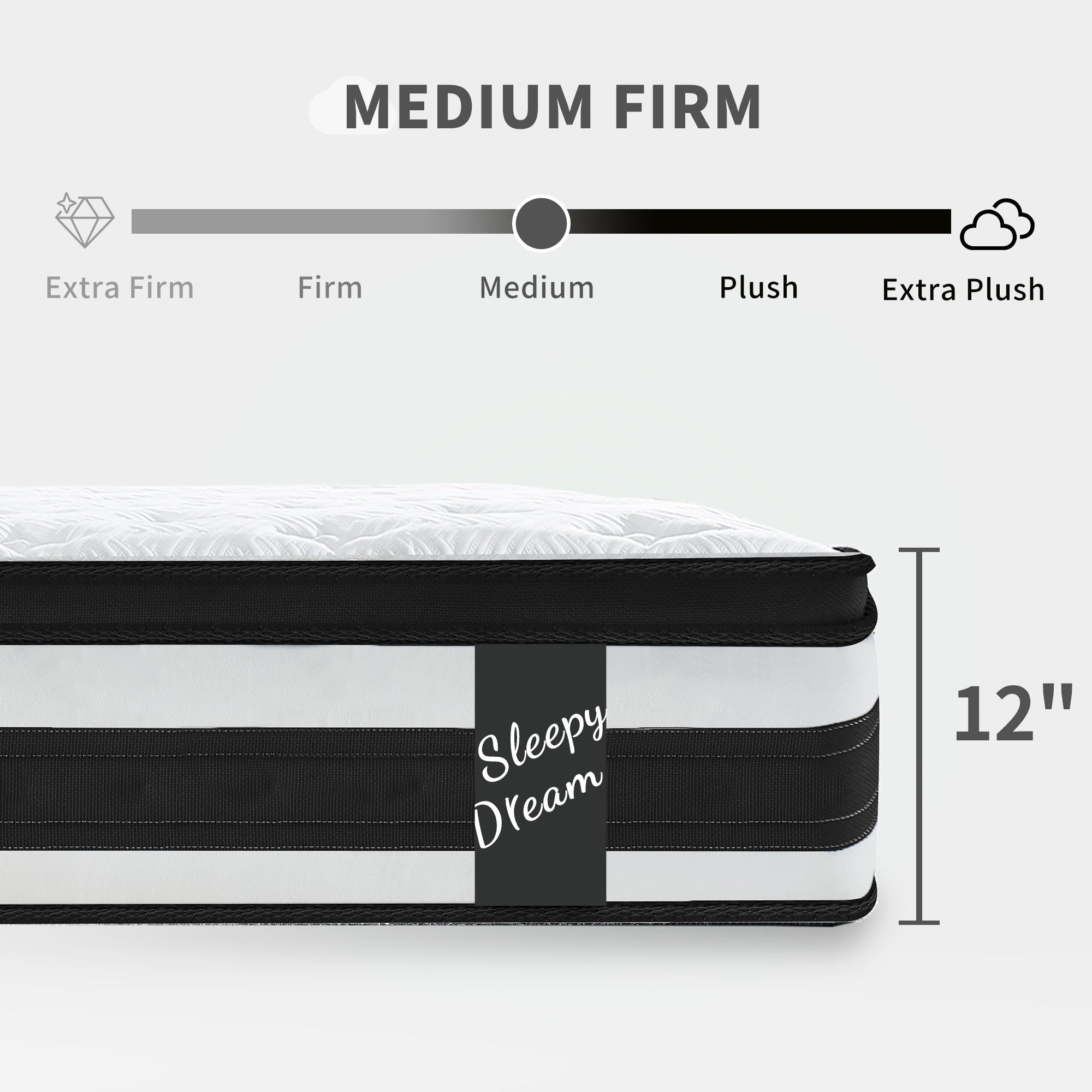 12&quot; Breathable Hybrid Mattress, Memory Foam, Individual Pocket Springs