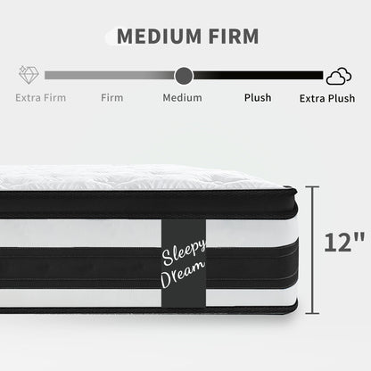 12&quot; Breathable Hybrid Mattress, Memory Foam, Individual Pocket Springs