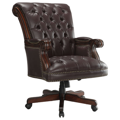 Everly - Adjustable Height Office Chair With Tufted Upholstery - Dark Brown