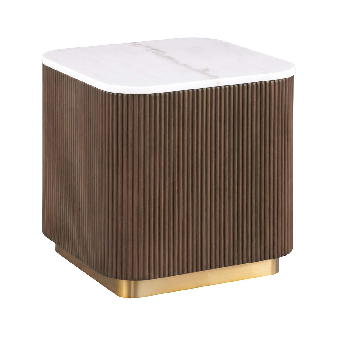 3 Piece Table Set, Square Cocktail Table &amp; 2 Square End Tables - Brown / Gold / White
