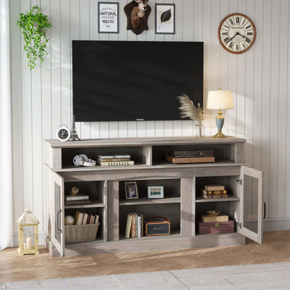 58.27&quot; TV Stand With Storage Cabinet And Shelves, TV Console Table Entertainment Center For Living Room, Bedroom - Gray