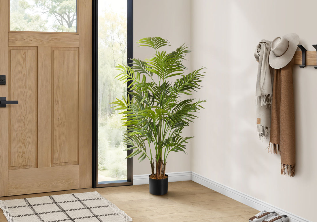 47&quot; Tall, Artificial Plant, Areca Palm Tree, Indoor, Faux, Fake, Floor, Greenery, Potted, Real Touch, Decorative - Green / Black