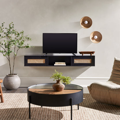 Modern Rattan Door Floating TV Stand For TVs Up To 65&quot;