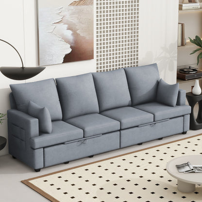 4 Seat Chenile Sectional Sofa Set With 2 Pilows, Freely Combinable