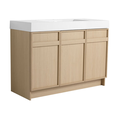 Freestanding Bathroom Vanity With Resin Sink &amp; Soft Close Cabinet Doors