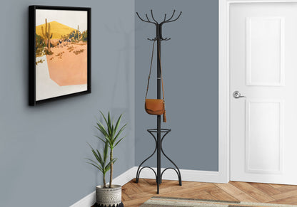 Coat Rack, Hall Tree, Free Standing, 12 Hooks, Entryway, 70&quot;H, Umbrella Holder, Contemporary &amp; Modern