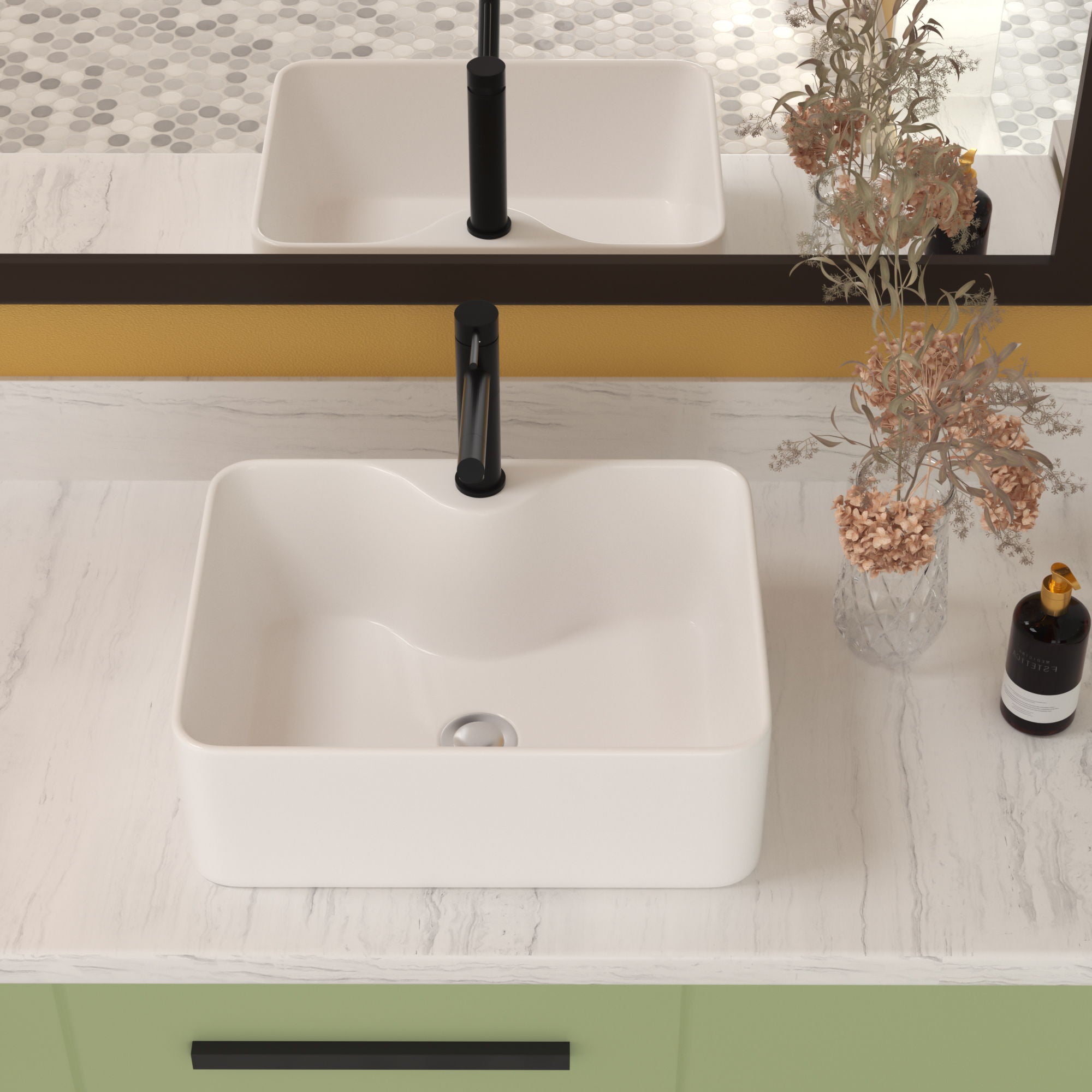 Modern Ceramic Rectangular Vessel Bathroom Sink With Sleek Design