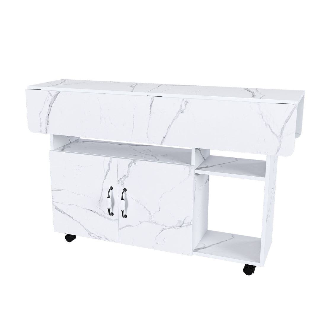 Multi Functional Folding Table With Storage Shelves And Wheels