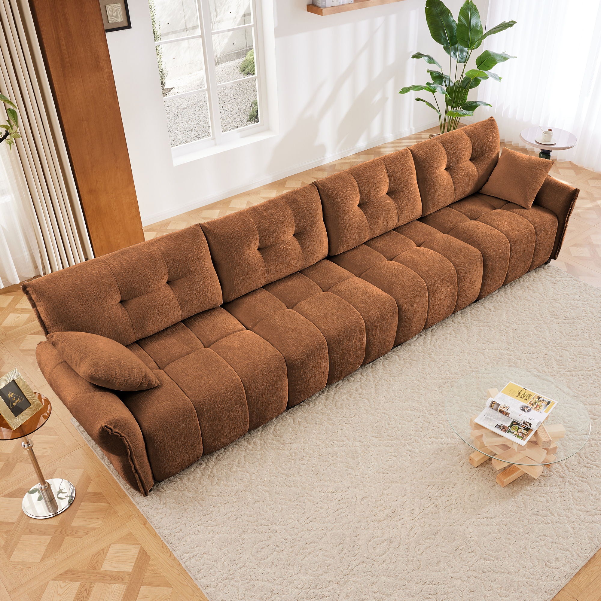 Modern Sofa &amp; Pillows, Textured Cover, High Rebound Cushions