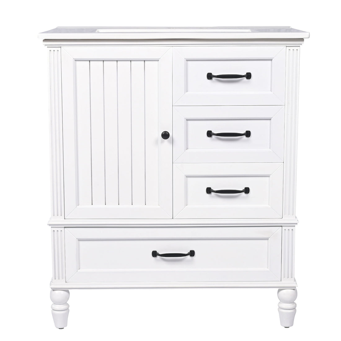 30&quot; Bathroom Vanity With Sink, 3 Drawers, Adjustable Feet