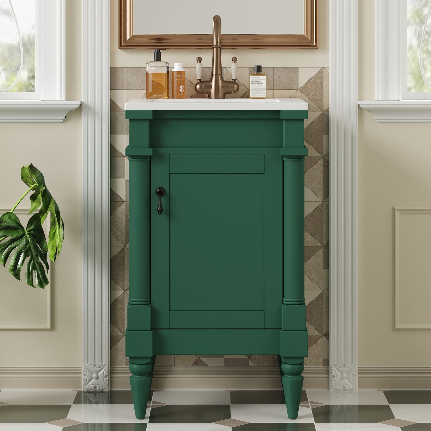 Bathroom Vanity With Sink, Storage Cabinet With Door, Drop In Sink, Compact Freestanding Design