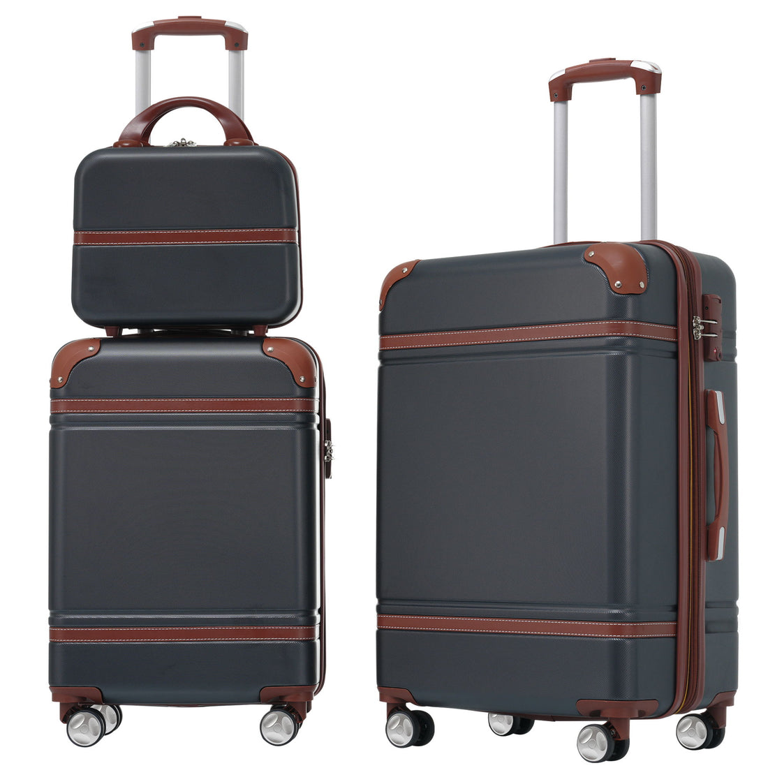 Hardshell Luggage Sets 3 Pieces 20&quot; / 24&quot; Luggages And Cosmetic Case Spinner Suitcase With Tsa Lock Lightweight