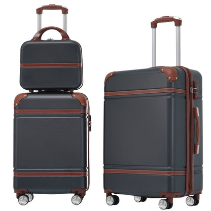 Hardshell Luggage Sets 3 Pieces 20&quot; / 24&quot; Luggages And Cosmetic Case Spinner Suitcase With Tsa Lock Lightweight