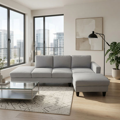 L - Shaped Sectional Sofa With Chaise &amp; Ottoman