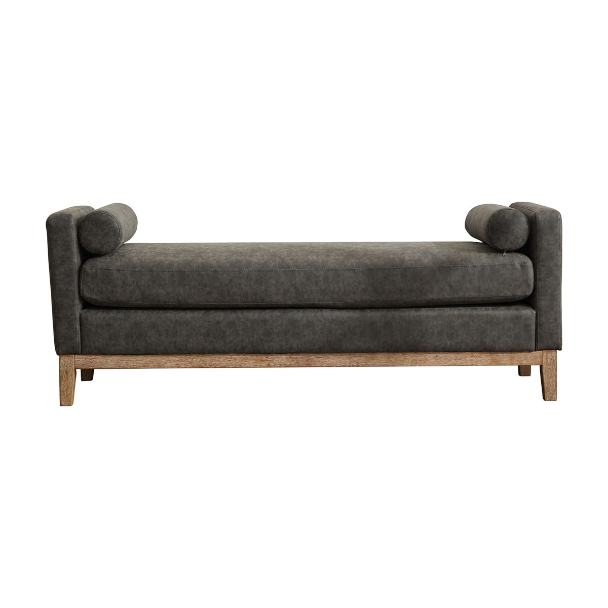 Upholstered End Of Bed Bench With Arms &amp; 2 Bolsters For Bedroom