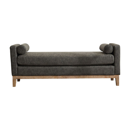 Upholstered End Of Bed Bench With Arms &amp; 2 Bolsters For Bedroom