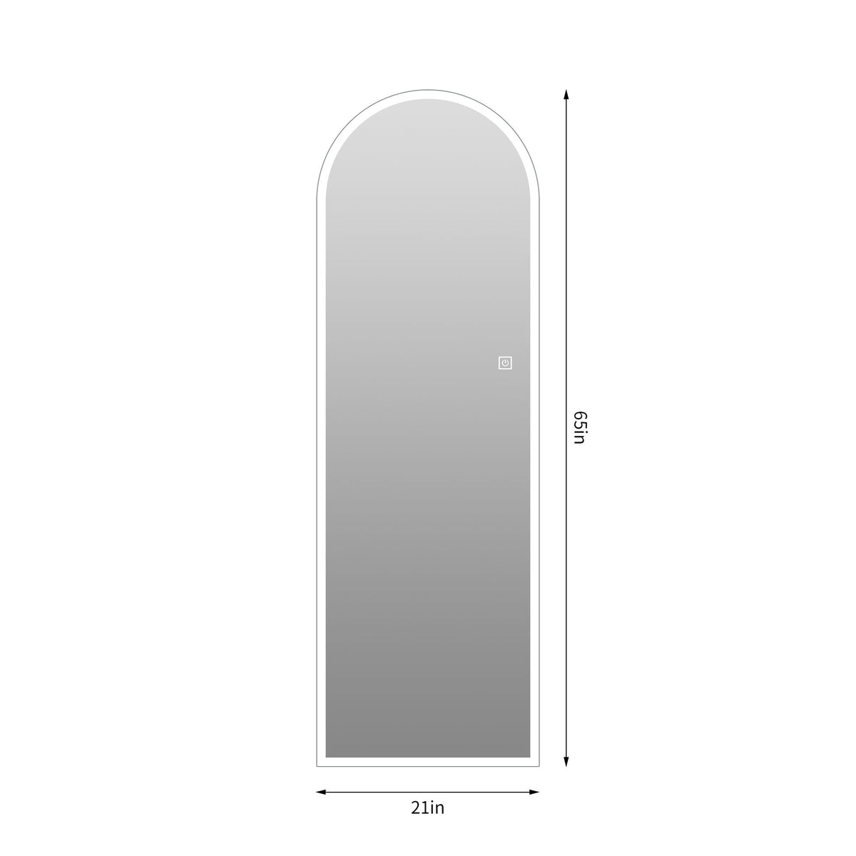 65" X 21" Arched LED Full Length Mirror, Wall Mounted Lighted Full Body Mirror With Frosted Edge Lighting, 3 Color Temperatures &amp; Stepless Dimming - Silver