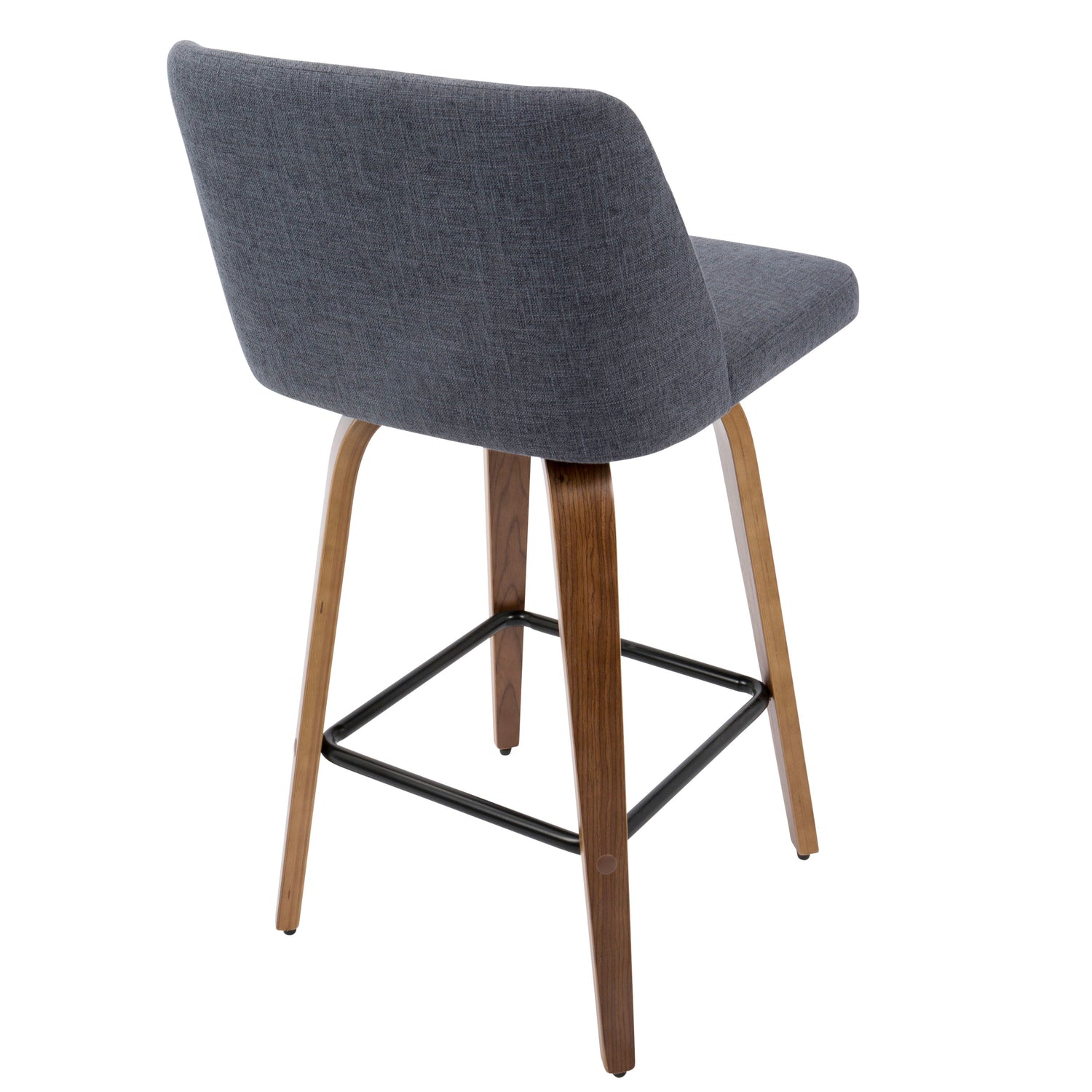 Toriano - Mid Century Modern Fixed Height Counter Stool &amp; Square Footrest (Set of 2)