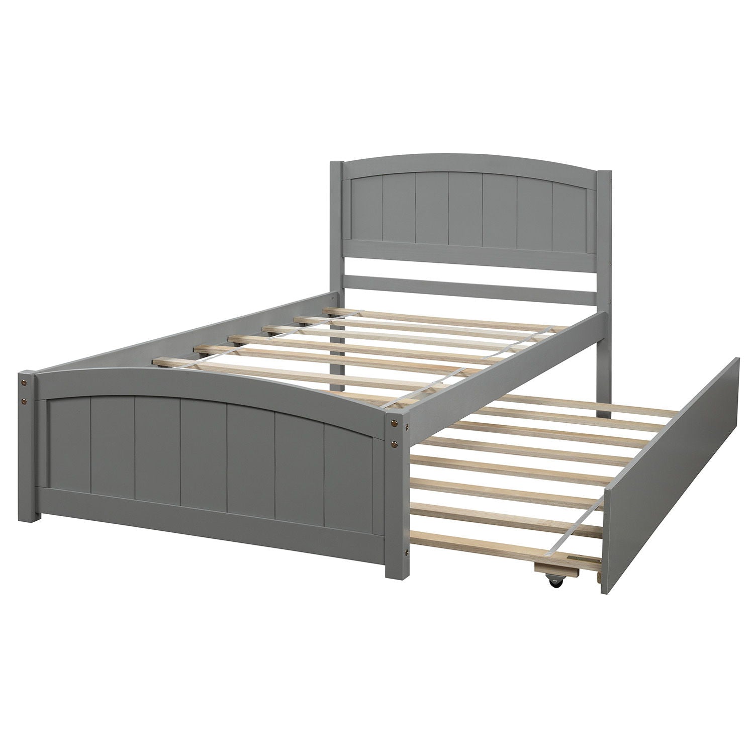 Platform Bed &amp; Headboard, Footboard And Wood Slat Support