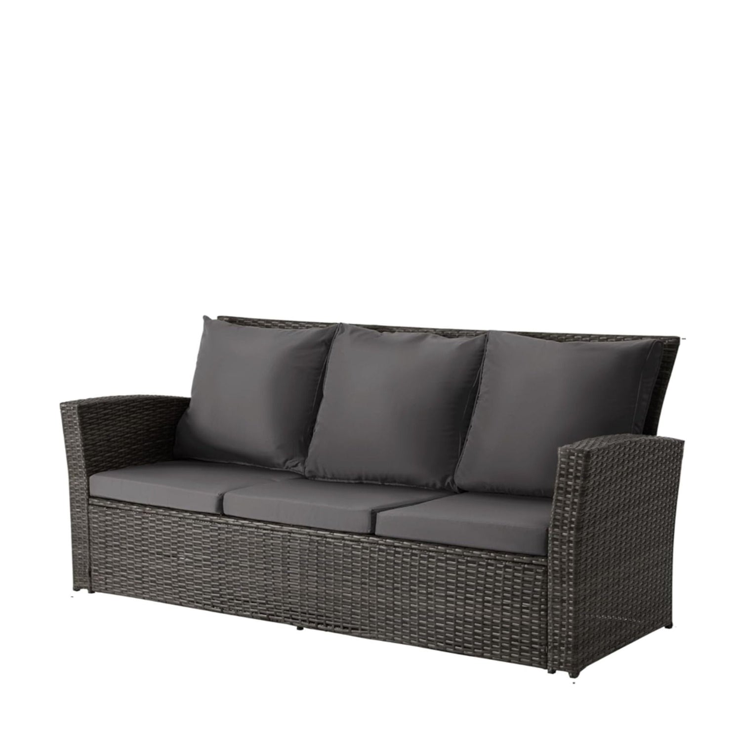 All-Weather Wicker 3 Seat Patio Sofa With Thick Cushions
