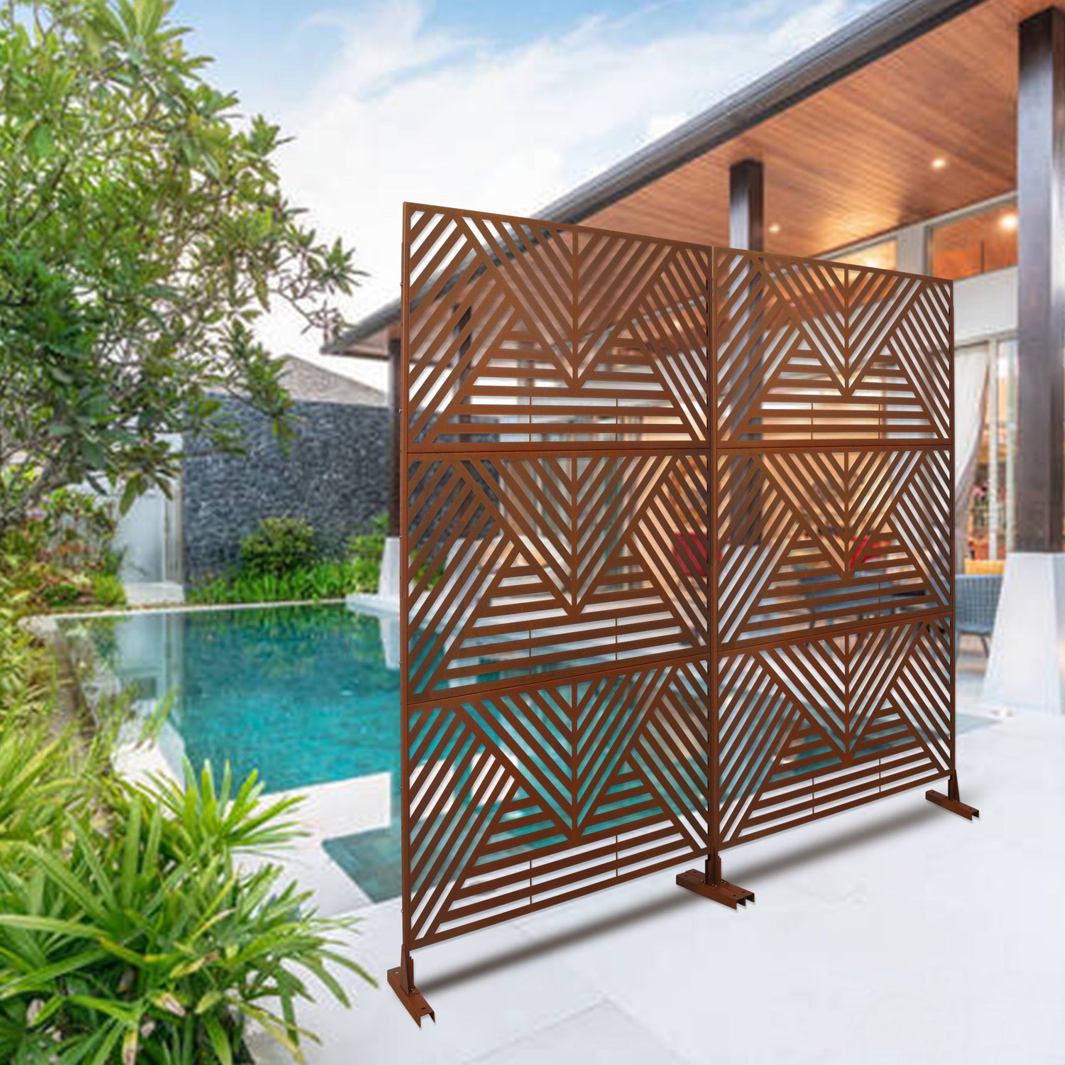 Freestanding Outdoor &amp; Indoor Freestanding Metal Privacy Screen