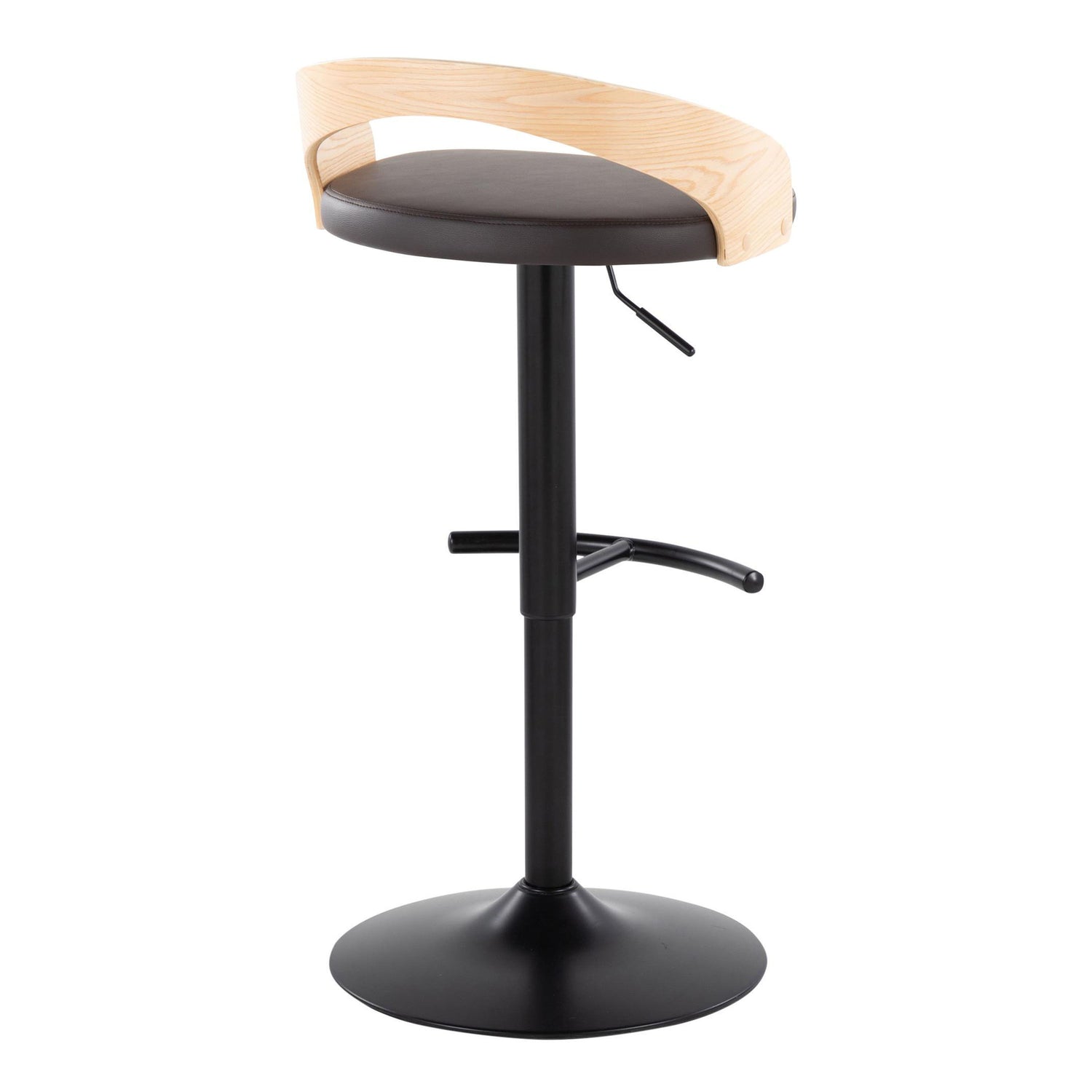 Grotto - Contemporary Adjustable Barstool With Swivel &amp; Rounded T Footrest (Set of 2)