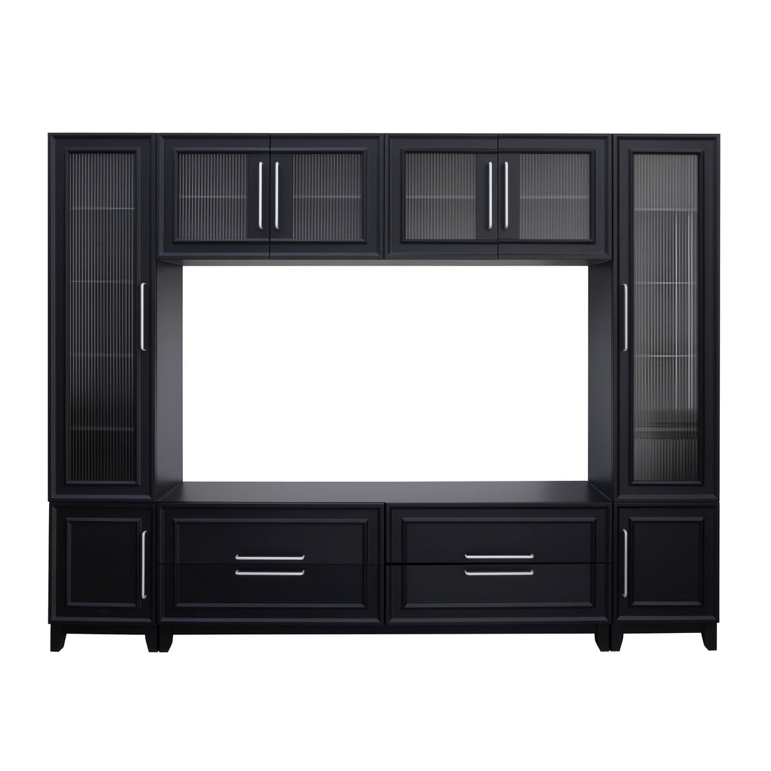 Wall Unit Modern Entertainment Center With Glass Doors
