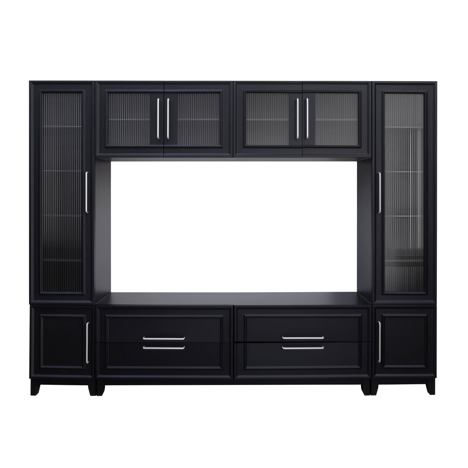 Wall Unit Modern Entertainment Center With Glass Doors