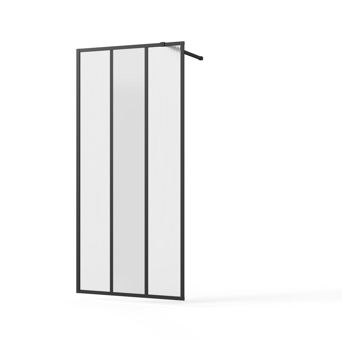 Shower Door With Center Mirror And Fluted Panels