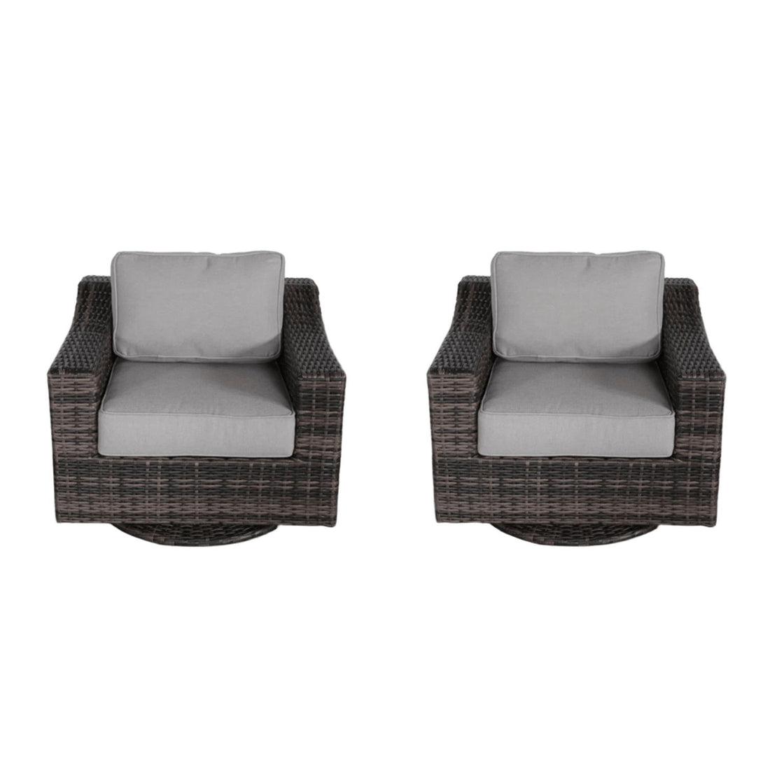 Contemporary Outdoor Swivel Patio Chair With Cushions (Set of 2) - Brown