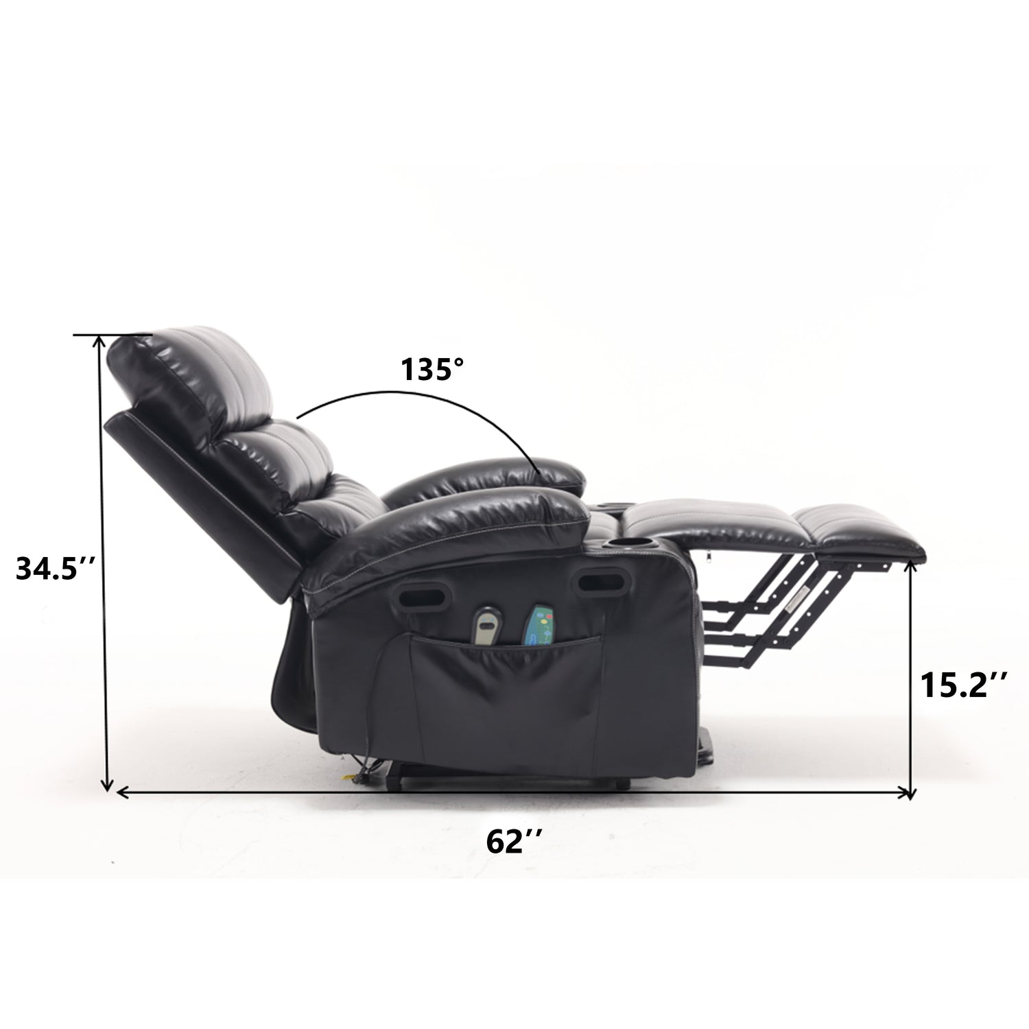 21&quot;seat width,large size Electric Power Lift Recliner Chair Sofa for Elderly, 8 point vibration Massage and lumber heat, Remote Control, Side Pockets and Cup Holders, cozy fabric, overstuffed arm pu