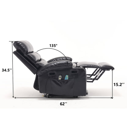 21&quot;seat width,large size Electric Power Lift Recliner Chair Sofa for Elderly, 8 point vibration Massage and lumber heat, Remote Control, Side Pockets and Cup Holders, cozy fabric, overstuffed arm pu
