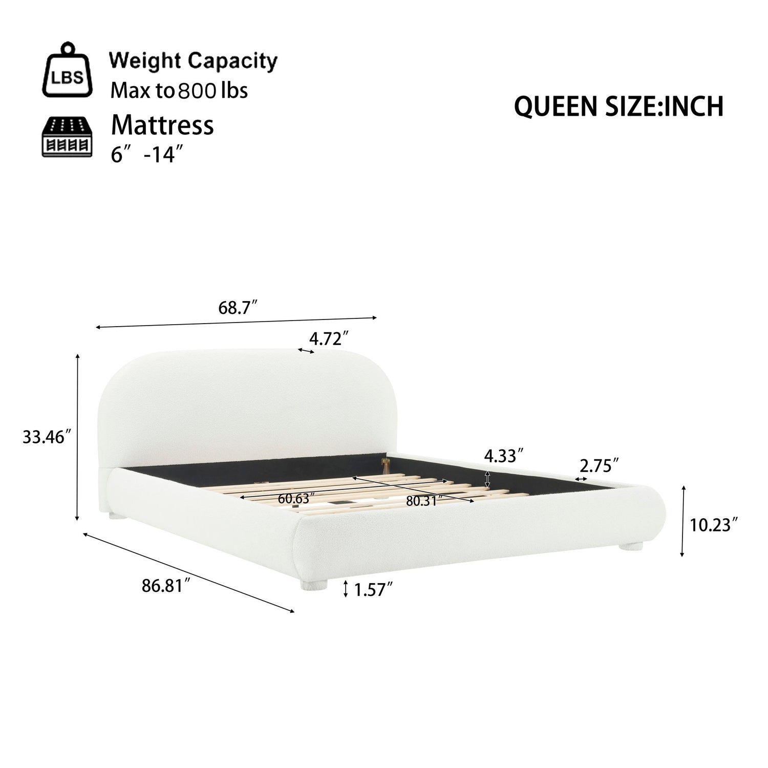 Upholstered Simple Modern Bedroom Bed With Curved Headboard