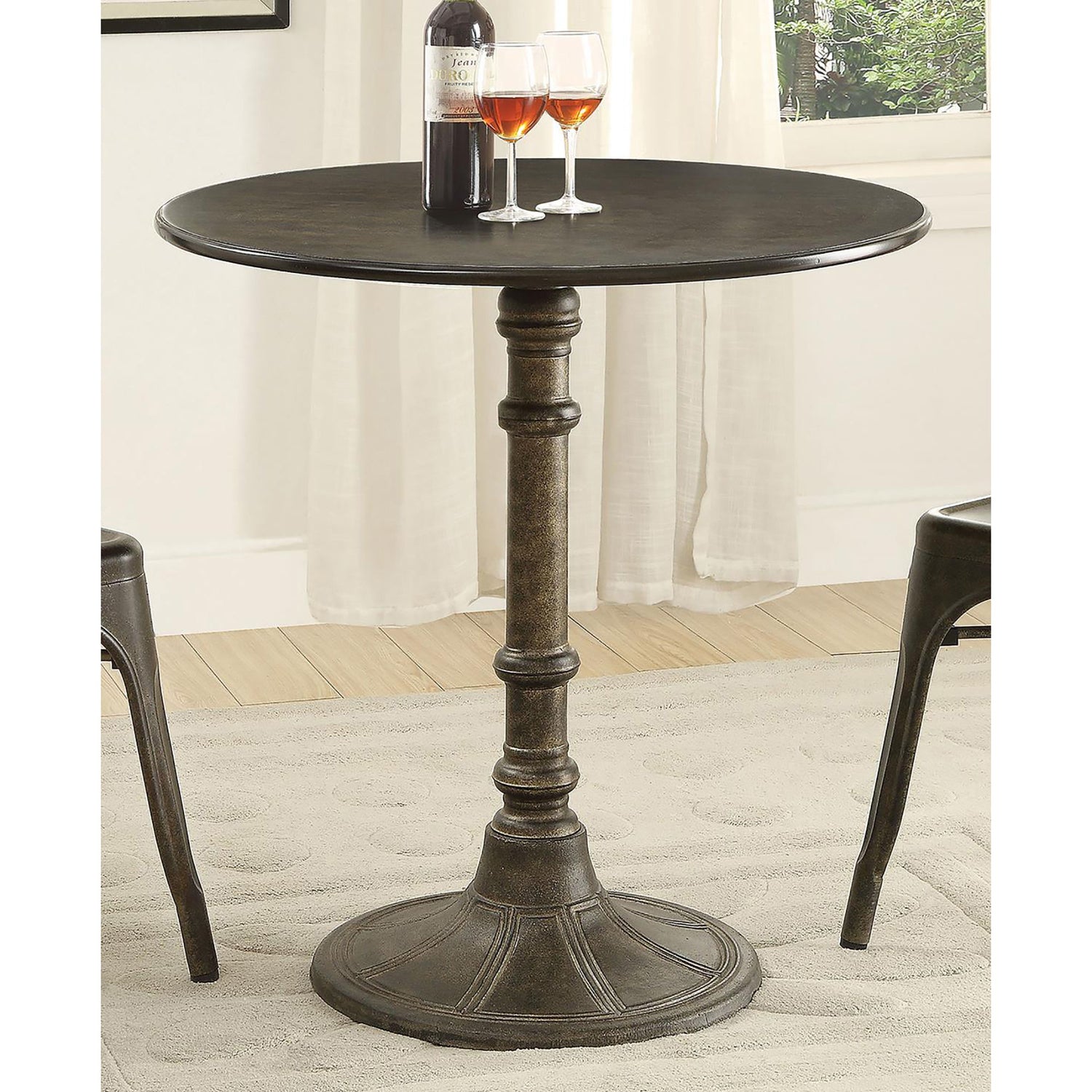 Round Dining Table &amp; Pedestal Base - Brown