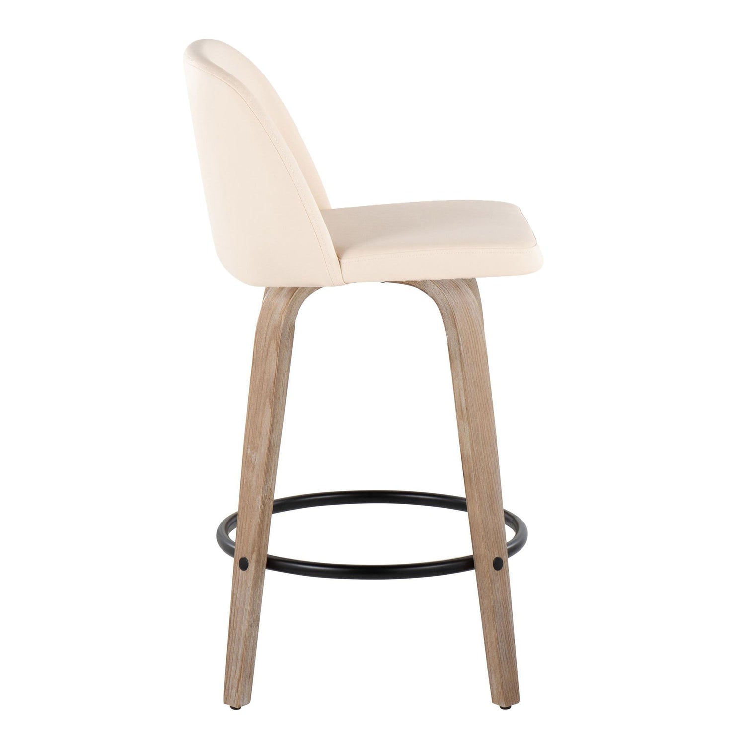 Toriano - Contemporary Fixed-Height Counter Stool &amp; Swivel With Round Footrest (Set of 2)