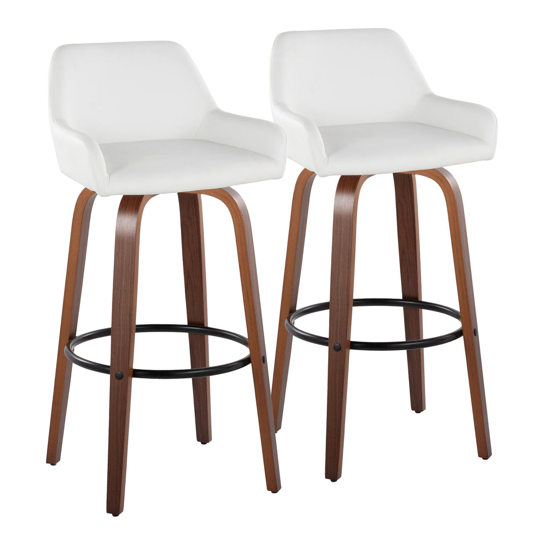 Daniella - Contemporary Fixed Height, Barstool &amp; Swivel And Round Footrest (Set of 2)
