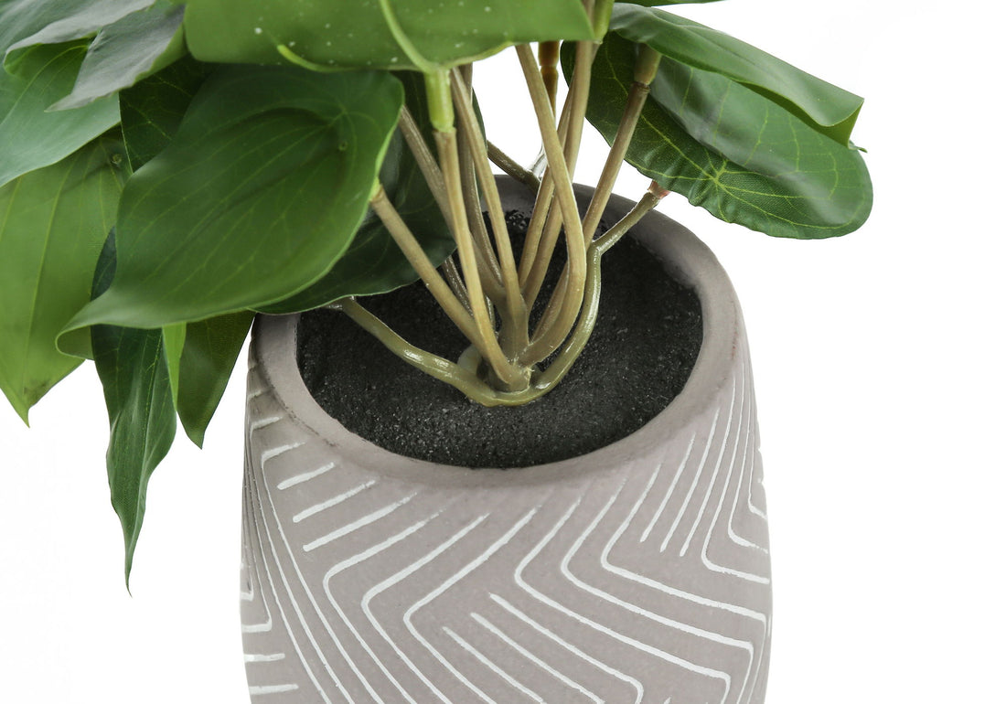 8&quot; Tall, Artificial Plant, Alocasia, Indoor, Faux, Fake, Table, Greenery, Potted, Decorative (Set of 2) - Green / White