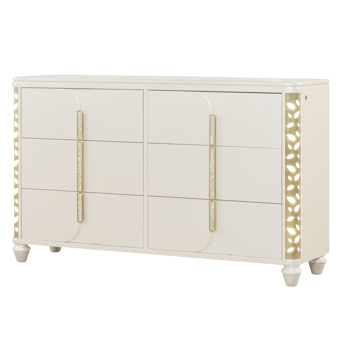 Cinderella - Dresser With LED Accents And 6 Storage Drawers (Mirror Not Included) - Beige