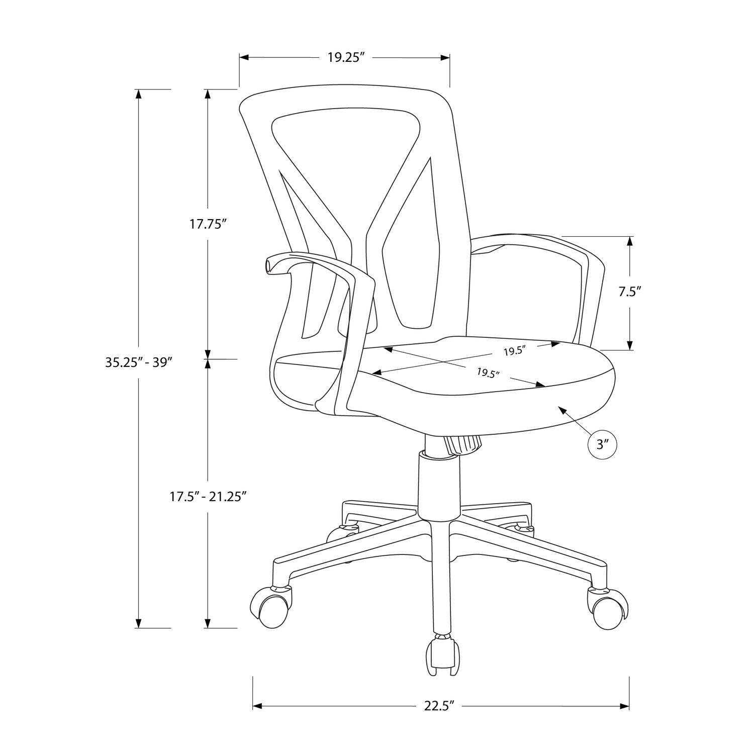 Office Chair, Adjustable Height, Swivel, Ergonomic, Mesh, Contemporary &amp; Modern