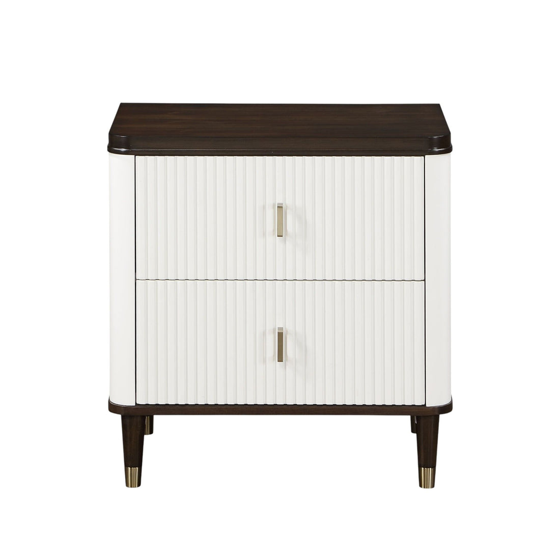 Carena - Night Stand With USB - White / Walnut