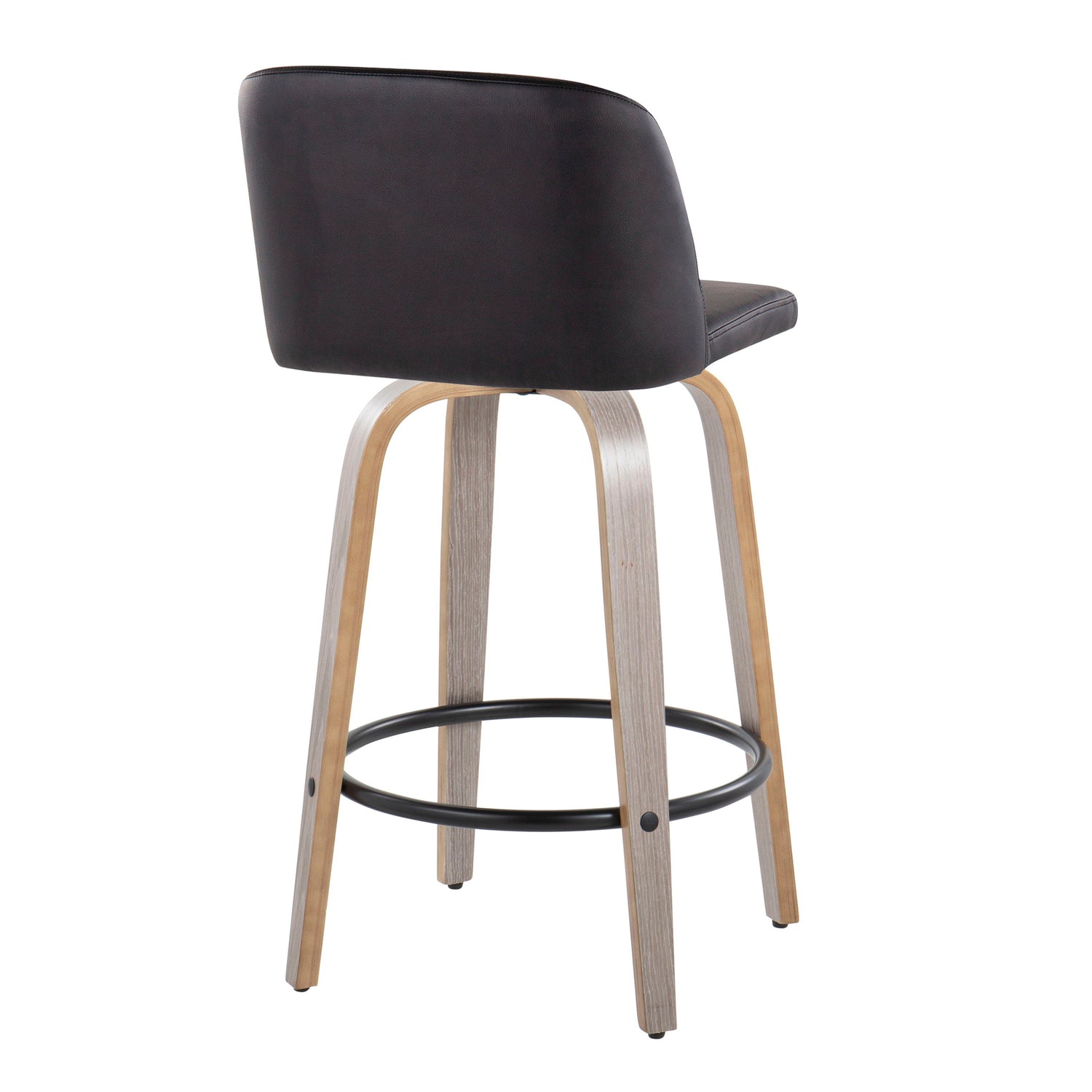 Toriano - Contemporary Fixed Height Counter Stool With Swivel &amp; Round Footrest (Set of 2)