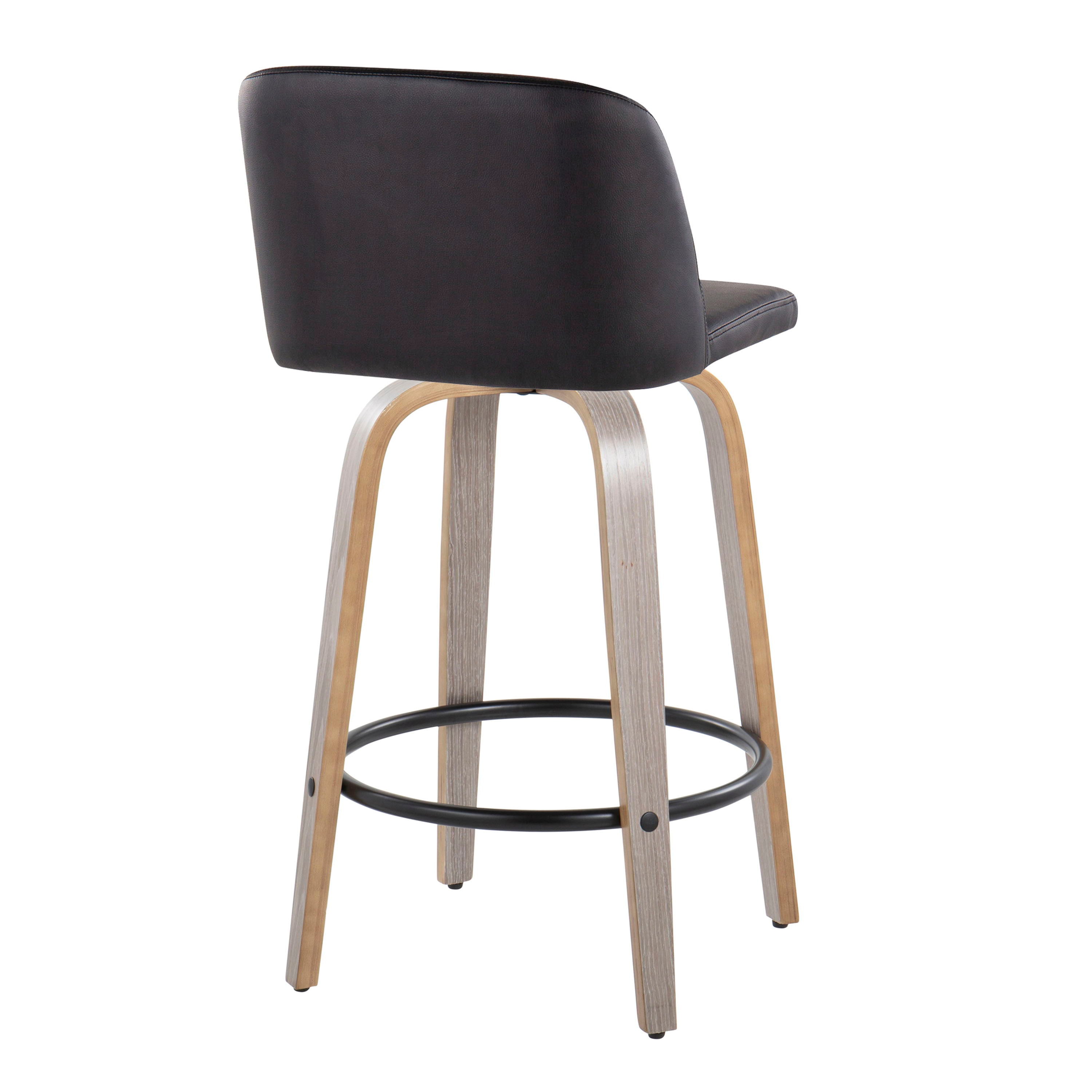 Toriano - Contemporary Fixed Height Counter Stool With Swivel &amp; Round Footrest (Set of 2)