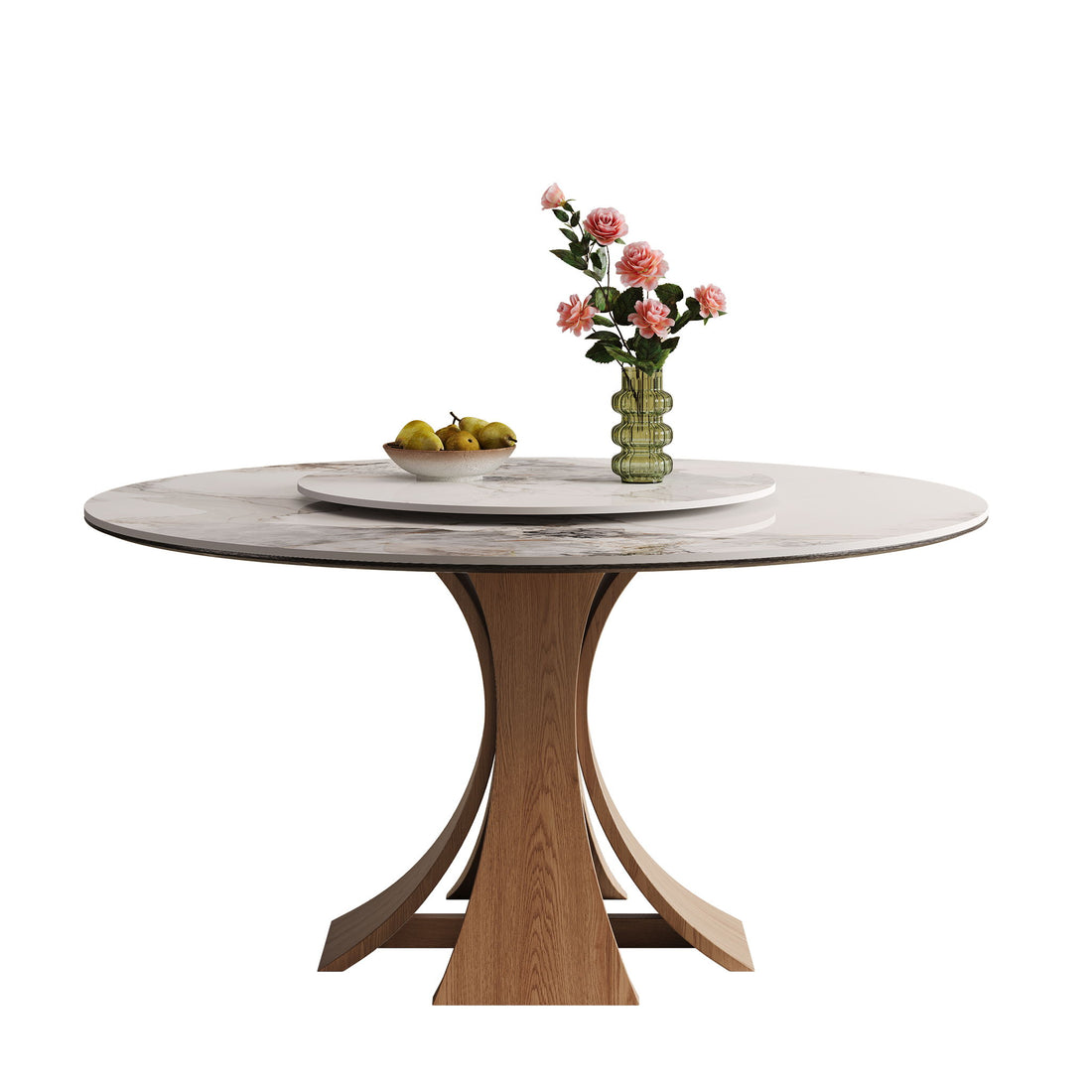 Dining Table With 35&quot; Turntable, Seats 6 - 8 - White