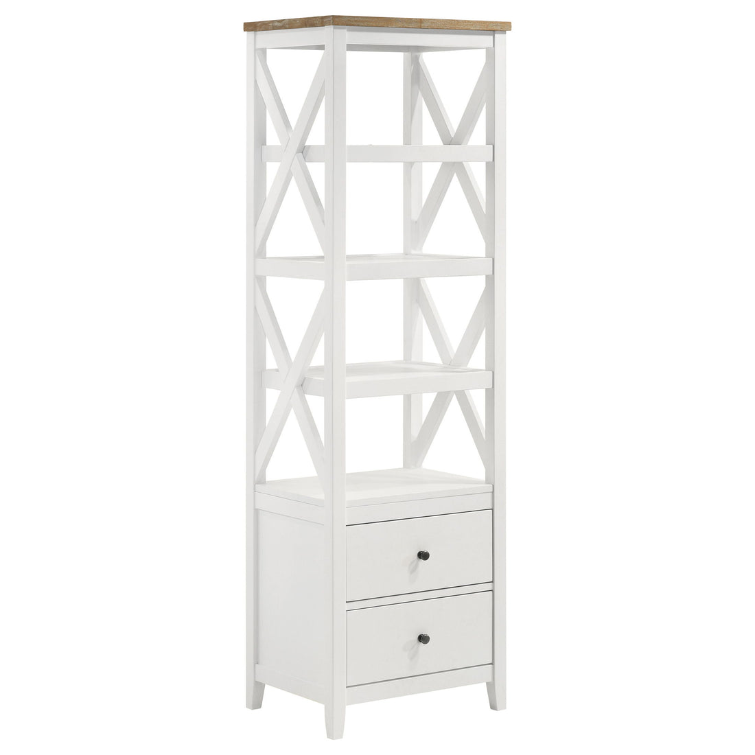 Delaney - 4 Shelf Bookcase With Top Storage Tower - White