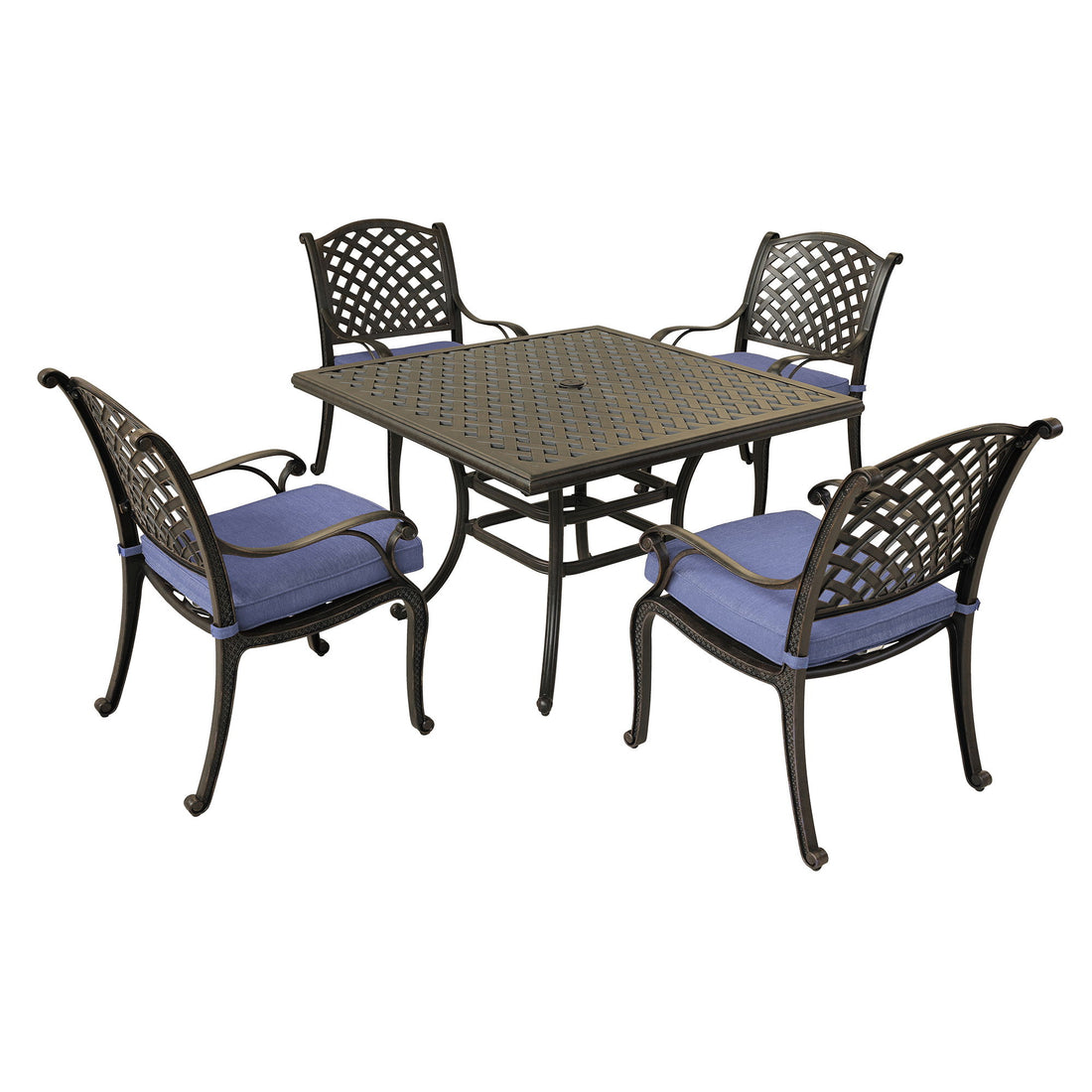 Square 4 Person 43.19&quot; Long Aluminum Dining Set With Cushions