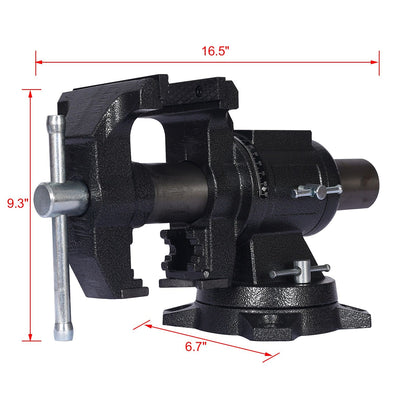 Heavy Duty 5&quot; Multi Jaw Rotating Bench Vise With 360 Degree Swivel Base And Head