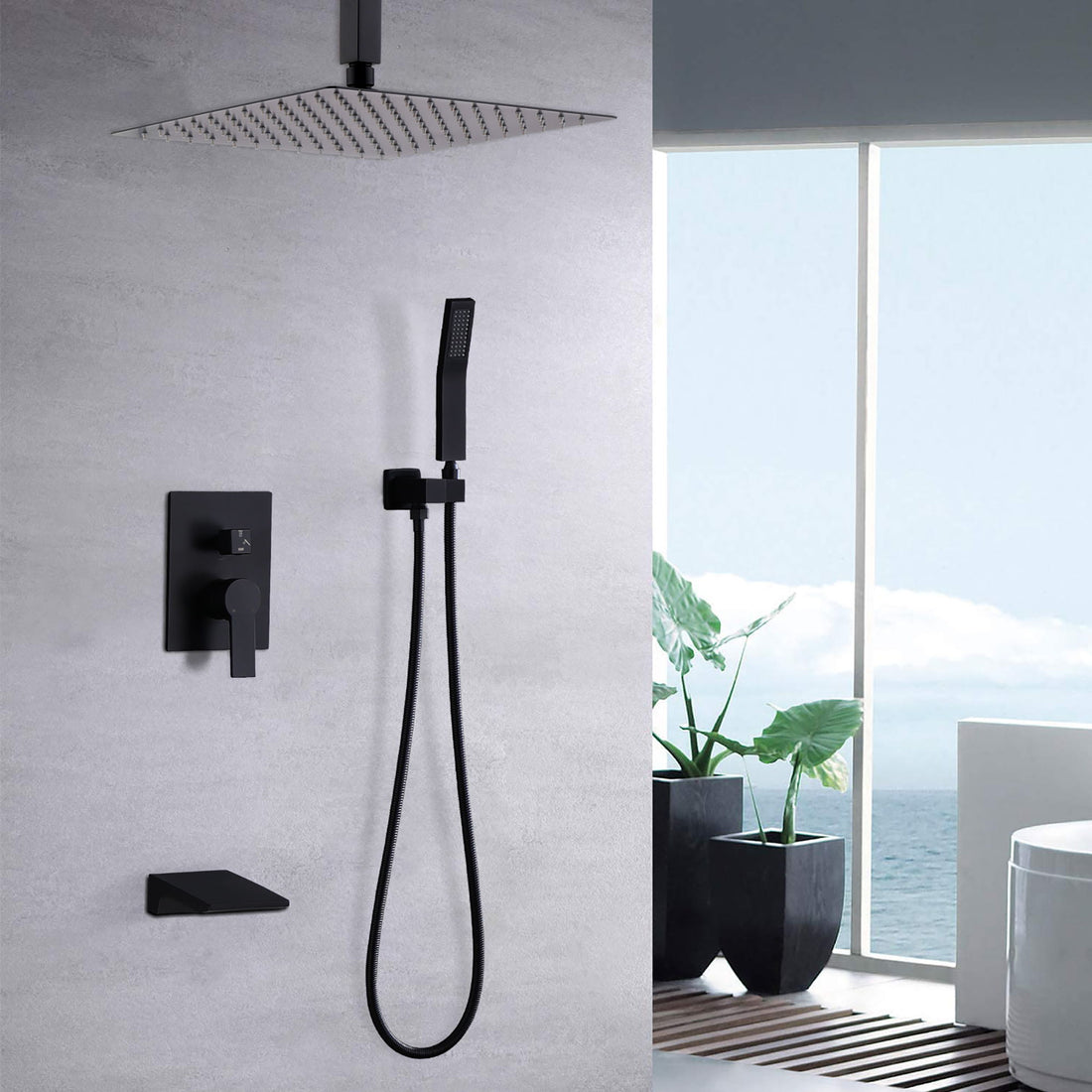 Wall Mount Shower System With High Pressure 10&quot; Shower Head And Handheld