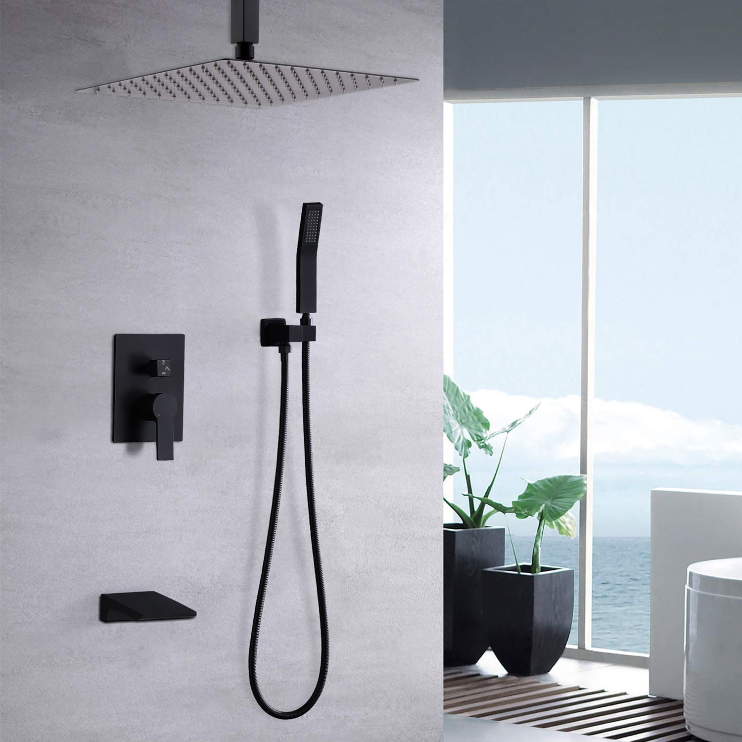 Wall Mount Shower System With High Pressure 10&quot; Shower Head And Handheld